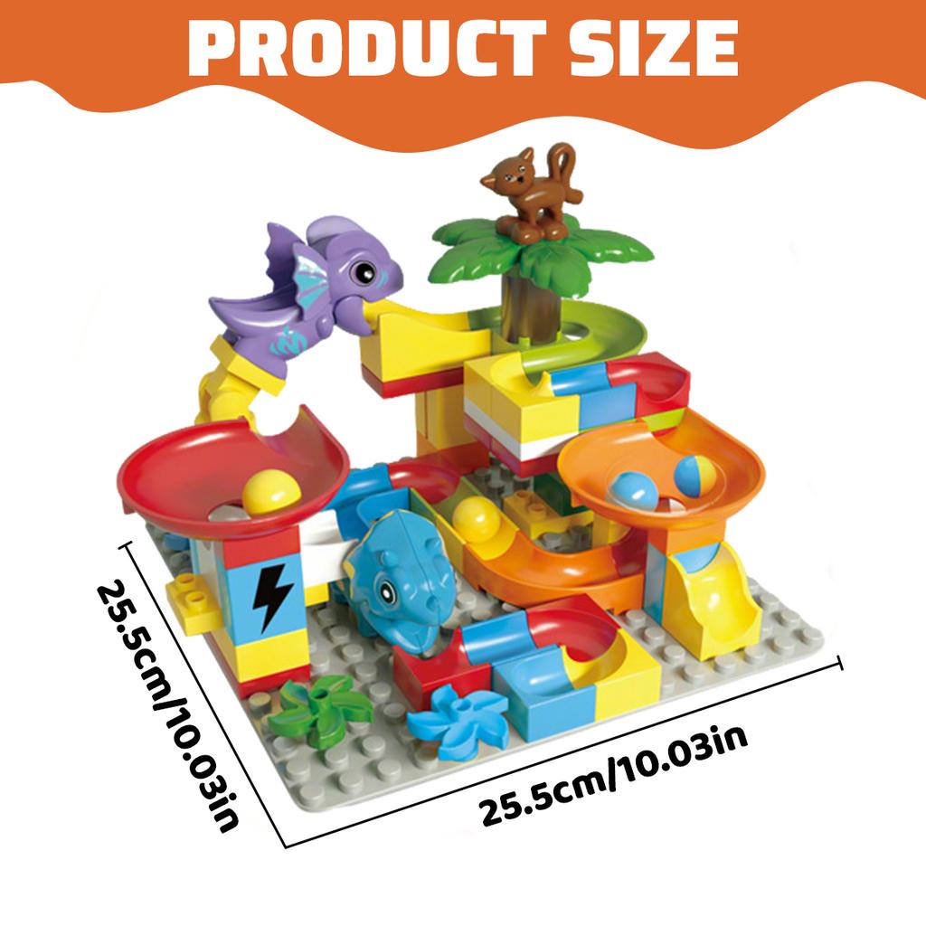 55PCS Big Building Blocks Marble Race Run Track Dinosaur And Large Brick Rolling Ball Chute Funnel Toys For Kids Educational Toy