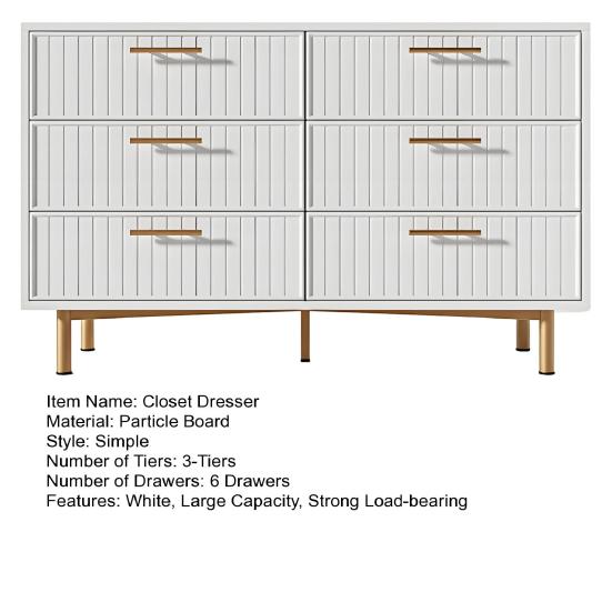 Tall Dresser Storage Cabinet Chest of Drawers with 6 Drawers White Sideboard High Board for Bedroom & All Living Rooms Drawer Cabinet