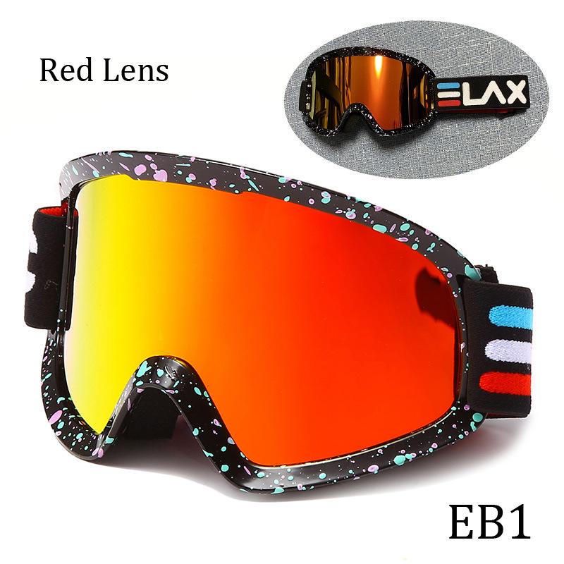 ELAX Brand New Double-Layer Anti-Fog Ski Goggles Outdoor Sports Three-Line Epoxy Full Coating Protective Goggles