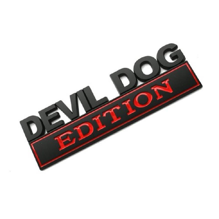1pc Devil Dog Edition Decals Sticker 3D Raised Letter Emblem Black Red