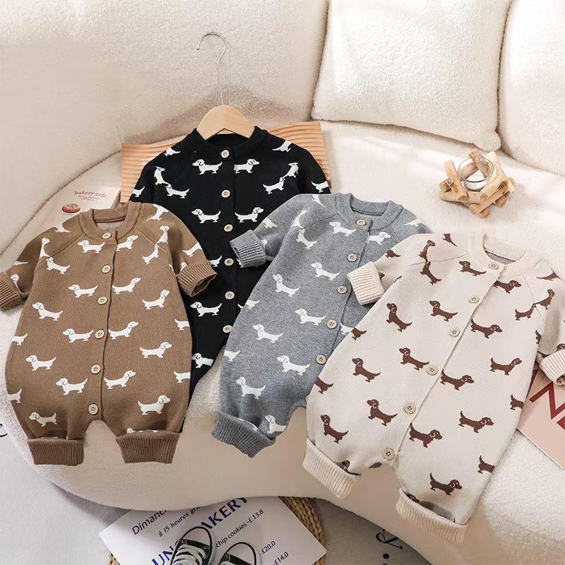 2024 Autumn/Winter Infant & Toddler Sweaters & Jumpsuits: Newborn Romper, Full-Print Baby Crawling Clothes.