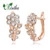 MINTHA Flower Clip Earrings Trendy Fashion Jewelry Cubic Zirconia Stud Earrings For Women Rose Gold Color Earrings