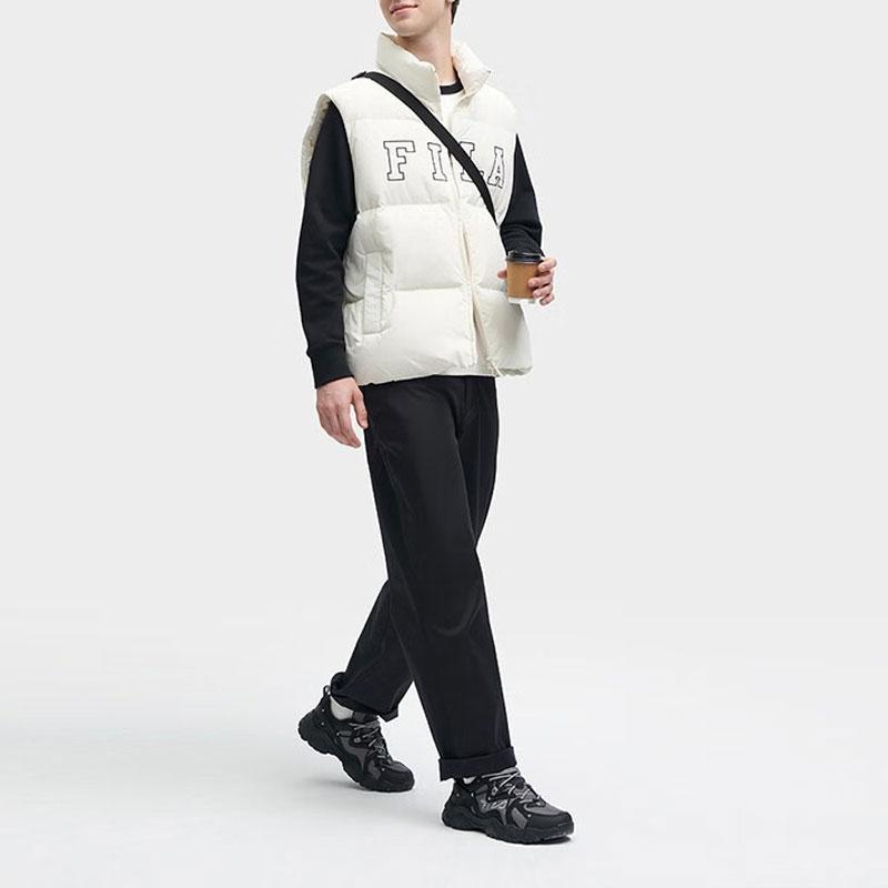 Fila Letter Logo Print Lined Loose Down Vest Unisex Vest Milk-White F51U349903F-IV