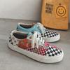 Douchuan Retro Canvas Checkerboard Low-Top Sneakers for Women and Couples