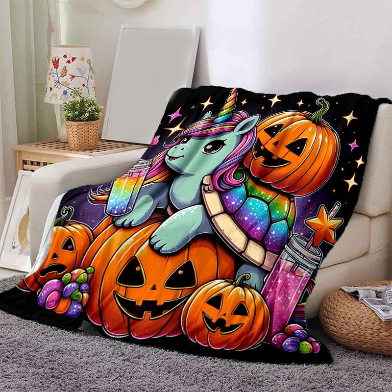 1pc Unicorn Pumpkin Blanket  Perfect for Home Decor,Living Room, Travel, Camping, Car Blankets