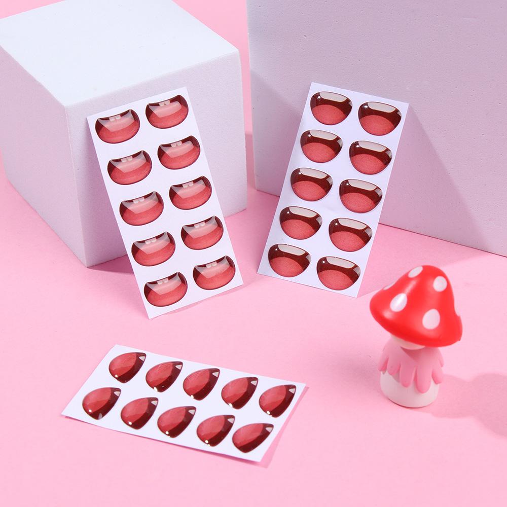 10 шт. Милые Мультяшные Наклейки на Рот Игрушки для DIY Аксессуары для Рта Куклы Стеклянный Кристалл Аниме Фигурка Лицо Куклы Органы Наклейки