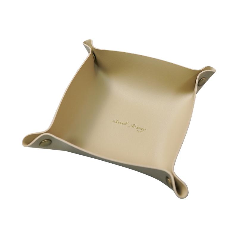 Foldable PU Leather Storage Tray, Creative Hexagon Desktop Organizer for Keys Coins Jewelry, Portable Sundries Catchall Trayx