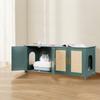 Cat Litter Box Enclosure for Multi Cats, 120 cm Hidden Litter Box Cabinet with 4 Rattan Doors & 2 Entries, Indoor Cat Washroom, Wooden Kitty House