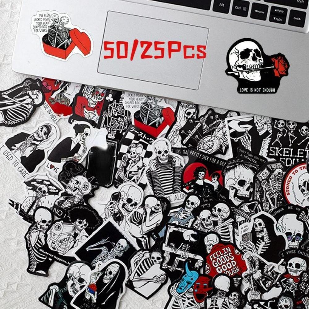 50/25 шт. красные и черные наклейки с призрачным лицом, забавные наклейки ужасов, наклейки для гитары, скейтборда, Хэллоуина