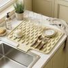 Dish drying mat kitchen silicone automatic drainage approximately 3040cm non-slip heat-resistant fits perfectly sink quick-drying sloped groove design