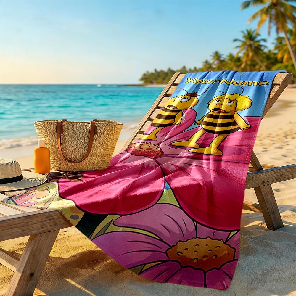Biene Maja Personalized Text Beach Towel Super Soft & Absorbent Suitable for Sports Travel Swimming Yoga Bathroom Beach And Pool