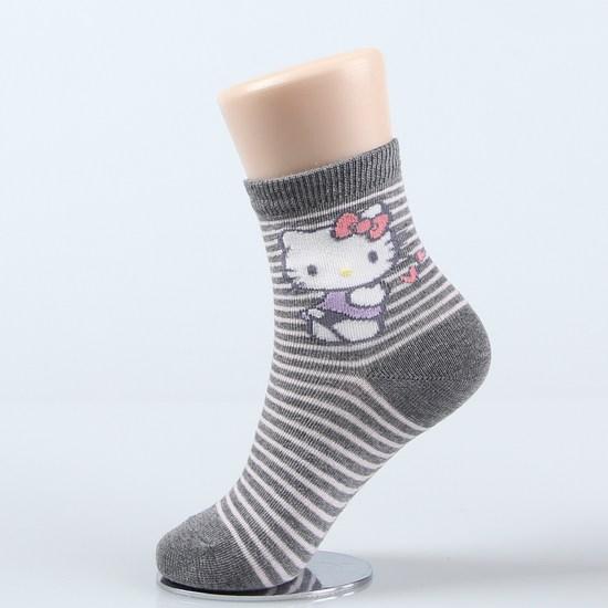 Cozy24 Hello Kitty Cubic Line 3-Leg Pack Kids Children Girls Medium Neck Character Socks, a Popular Character In Korea