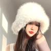 Y2k пушистые искусственные меховые панамы для женщин из кроличьего меха, теплая толстая плюшевая зимняя шапка для женщин, роскошная хип-поп-вечеринка, панама, кепка рыбака