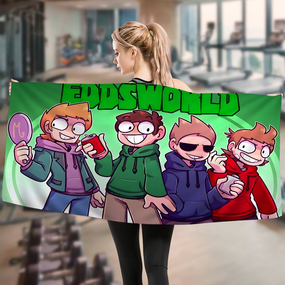 Анимированное одеяло из микрофибры Eddsworld Быстросохнущие пляжные полотенца Большой размер с печатью Супервпитывающее полотенце-одеяло для бассейна
