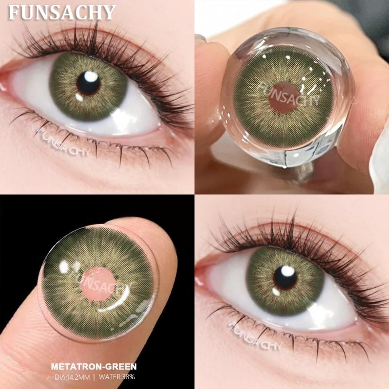 FUNSACHY 1 Pair Blue Contact Lenses for Eyes Natural Colored Contact Blue Eyes Lenses Korean Contacts Lenses Yearly Green Pupil