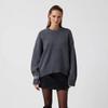 Womens Crew Neck Solid Color Loose Fit Thick Knit Sweater Casual Versatile Top