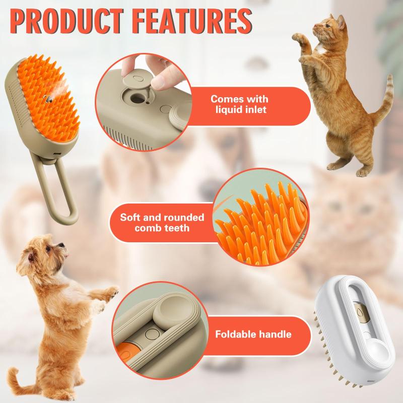 Pet Cat Grooming Comb with Electric Spray Water Steam Soft Silicone Brush Kitten Pet Bath Brush Massage Pet Hair Remover