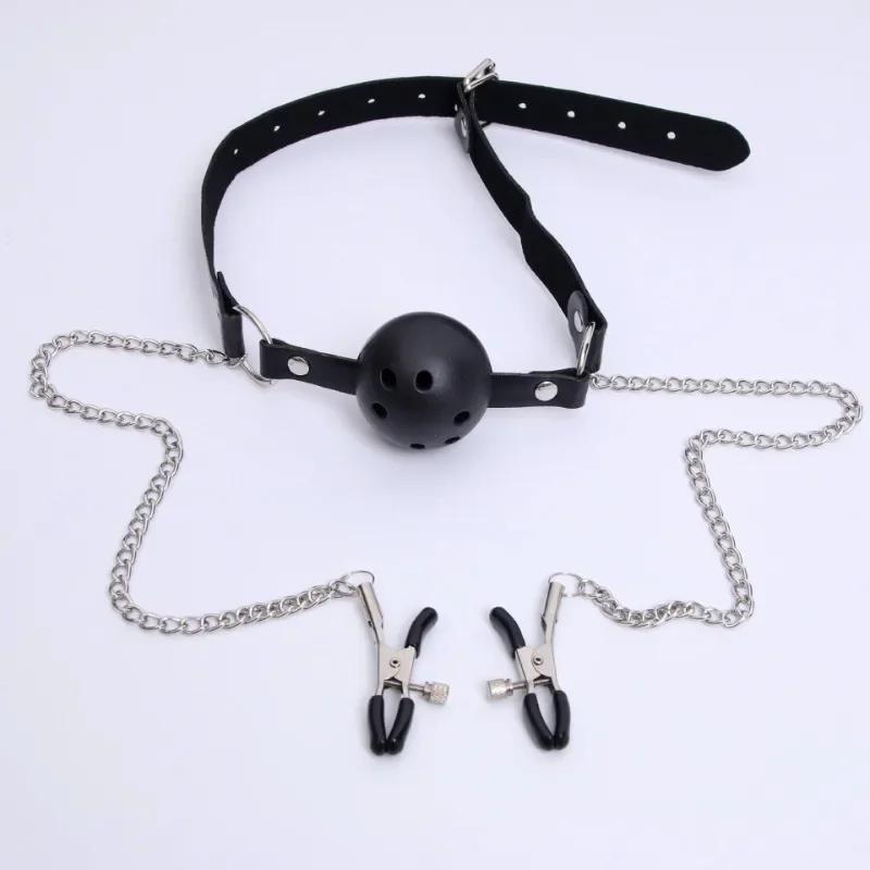 BDSM Mouth Gag Nipple Clamp Clitoris Clip Anal Butt Plug Adjustable SM Sex Toy Breast Clip Clit Stimulator No Vibrator