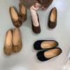 Fashion Versatile One-pedal Mary Jane Shoes Flat-soled Shallow Mouth Single Shoes Soft-soled Doudou Shoes Retro Suede Split-toe Shoes