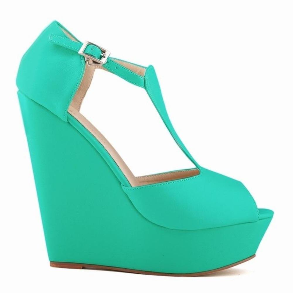 Women Sexy Sandals T-Strap Open Toe Shoes Matte Elegant Wedge Platform Pumps High Heels Shoe