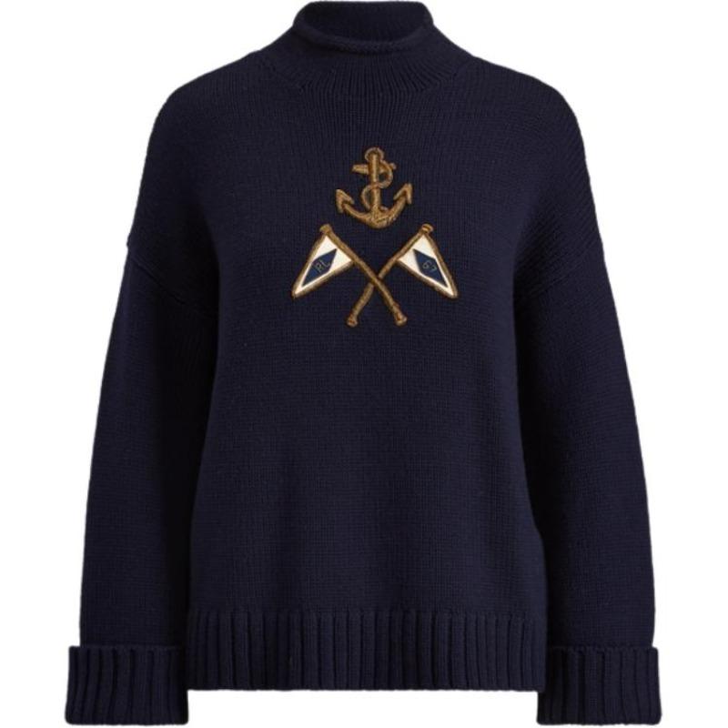 Ralph Lauren Женский вязаный джемпер с длинным рукавом и вышитым логотипом-гербом 211762022-001