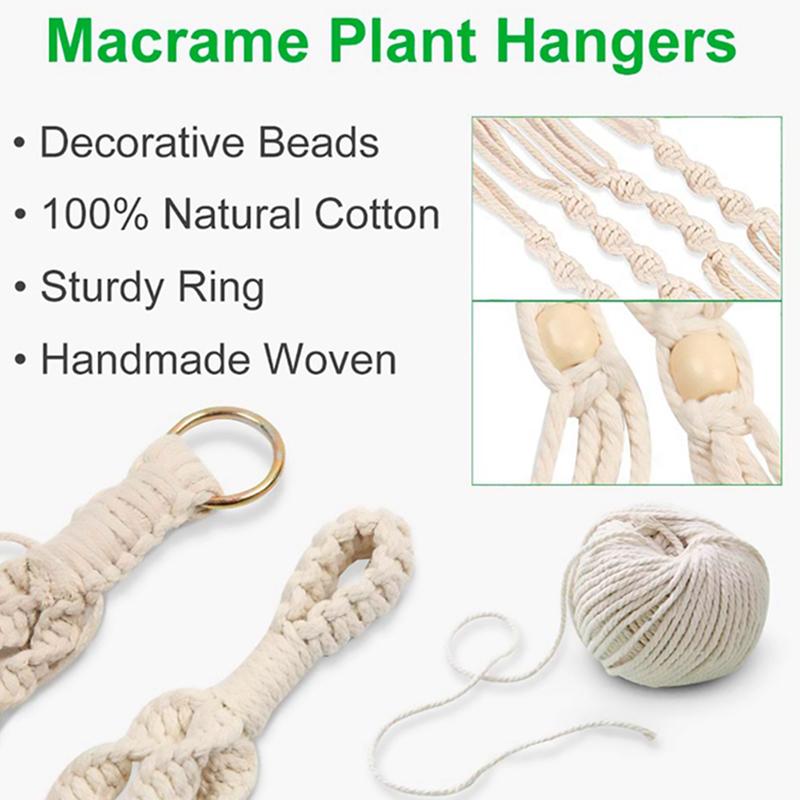 Macrame Hanging Baskets Woven Cotton Handmade Flower Basket Wall Plant Hanger Pot Indoor Bonsai Balcony Knotted Lifting Rope