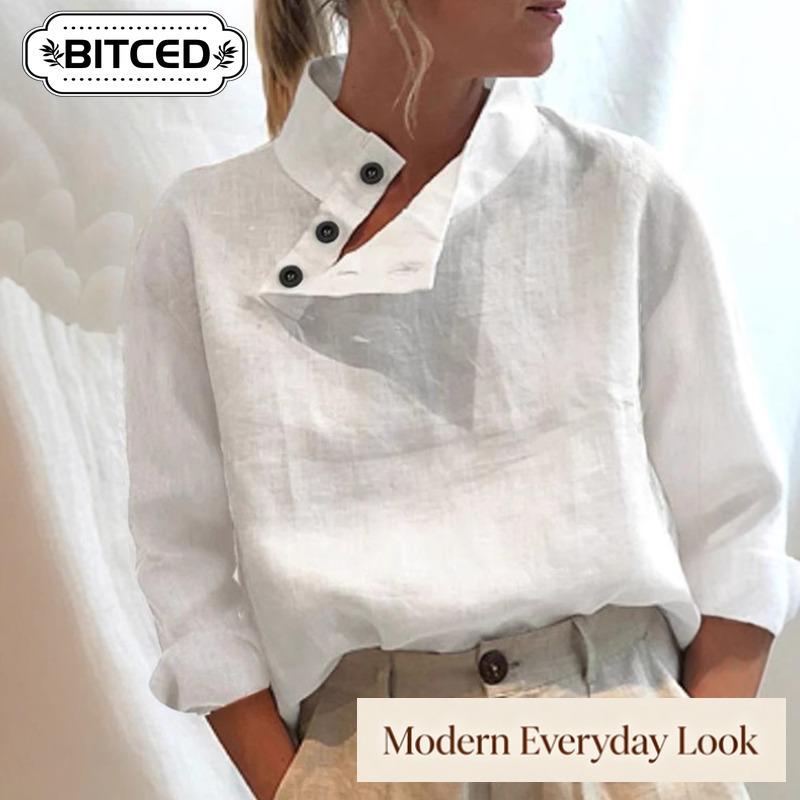 BITCED Женские модные повседневные однотонные блузки и рубашки с длинными рукавами с принтом