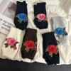 Vintage Embroidery Knitted Gloves Floral Fingerless Gloves Cute Crochet Flower Mittens  Outdoor