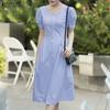 Women Casual V-Neck Summer Short Sleeve Stripe Dress