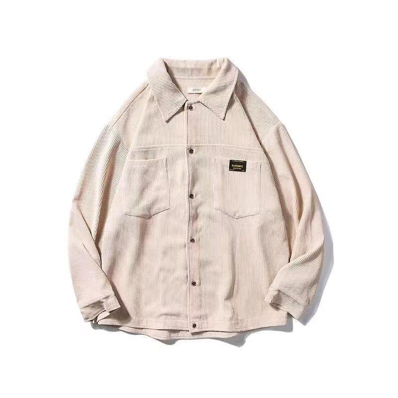 Мужская модная вельветовая рубашка: Японский ретро-свитшот с длинными рукавами для весны и осени