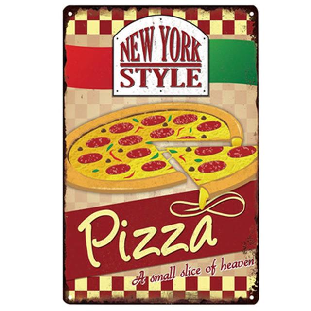 Вывеска для пиццы в стиле ретро, ​​металлическая жестяная пластина, картина, винтажное металлическое украшение на стену для пиццерии, ресторана, столовой, настенное художественное постер, доска