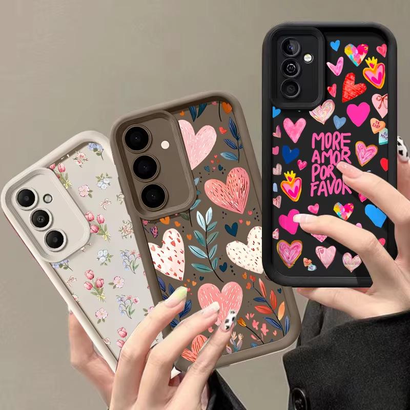 Чехол для телефона 'Любовь Сердце Листья Цветок' Для Samsung Galaxy S26 S25 Ultra S24 S23 FE S22 S21 Plus S20 A56 A55 A54 Мягкий Силиконовый Чехол