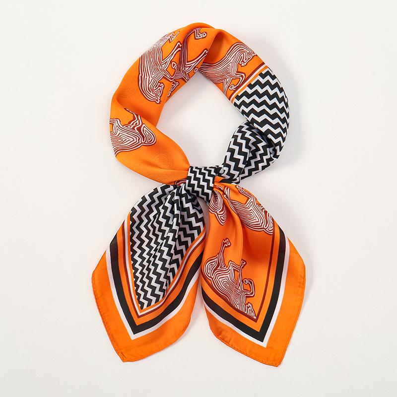 Luxury Women Silk Square Scarf Shawl Fashion Xiaoxiangfeng Print Design Satin Hijab Wraps Neckerchief Female Hair Bands 70*70CM