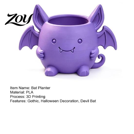Decorative Bat Planter for Balcony 3D Printed Devil Flower Pot, Gothic Halloween Pot with Unique Plant Holder Windowsills Wings Home Office