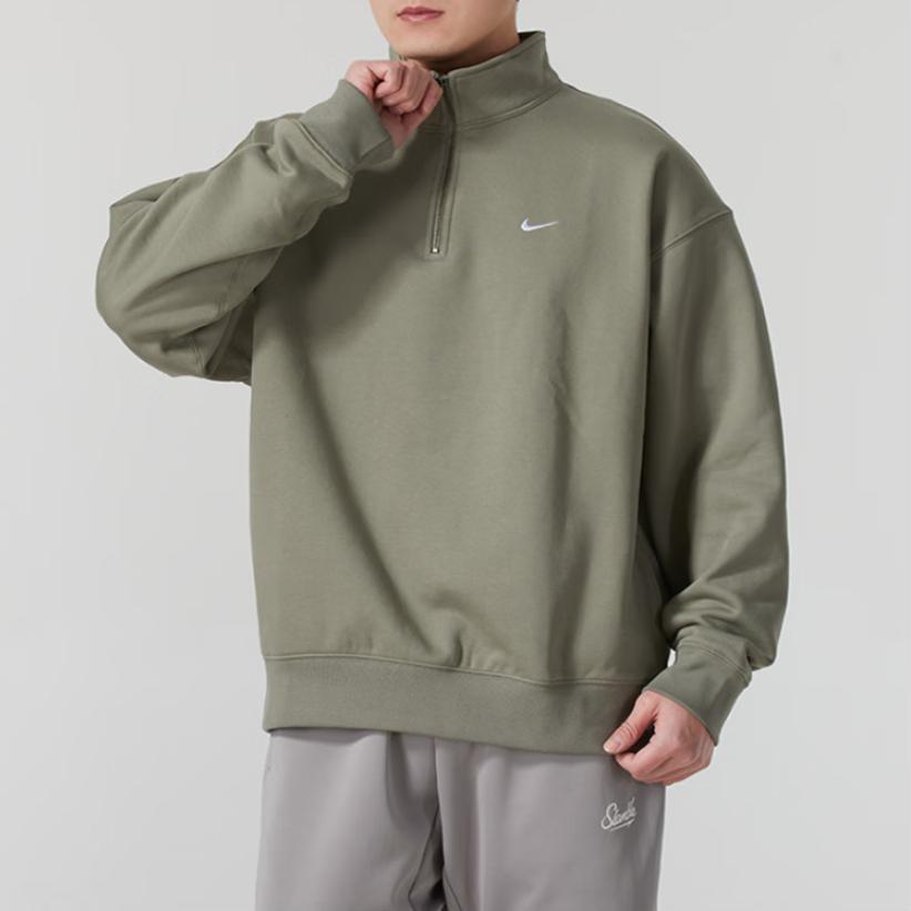 Nike Теплая повседневная спортивная толстовка с длинным рукавом и застежкой-молнией на флисовой подкладке, мужская зеленая толстовка DQ5209-320