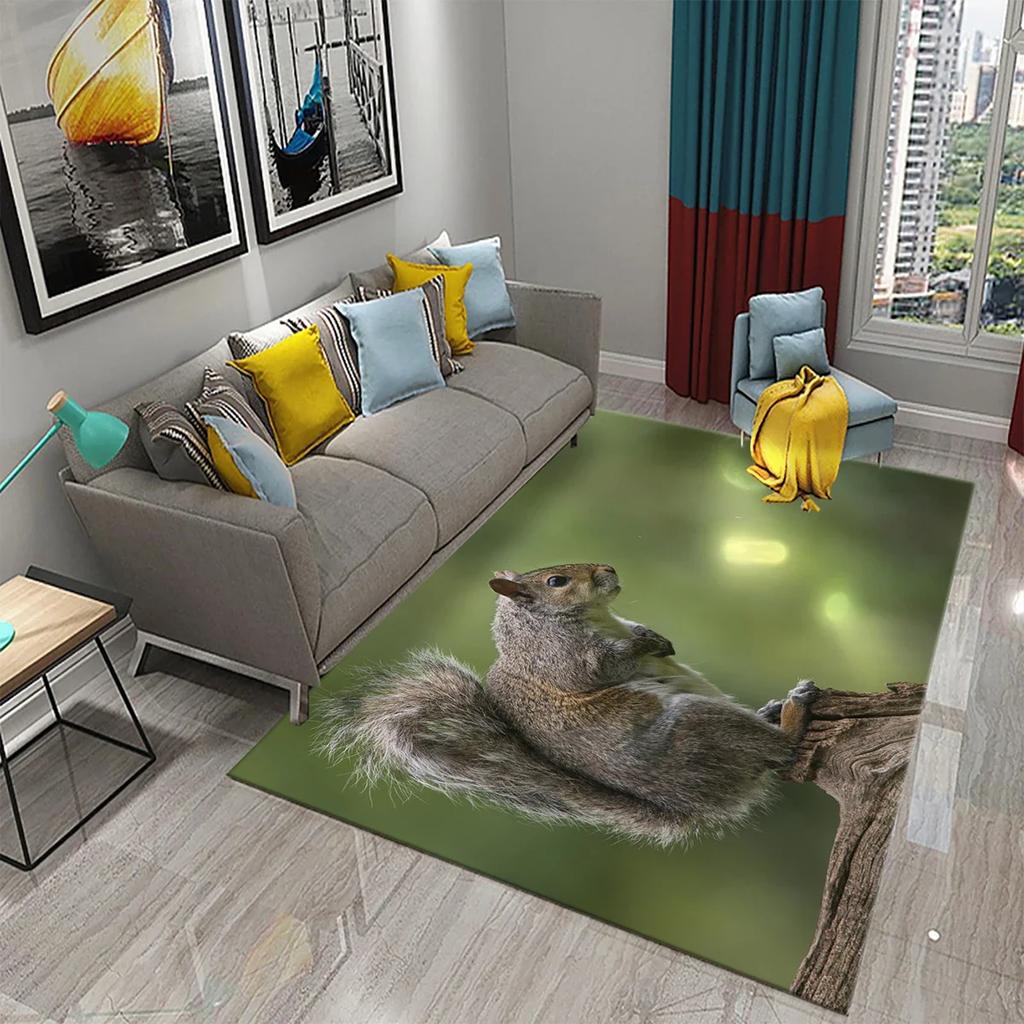 Милый ковер с белкой, забавный коврик для пола с диким животным для декора ванной комнаты, ковер противоскользящий для гостиной, кухни, коврики для ванной комнаты