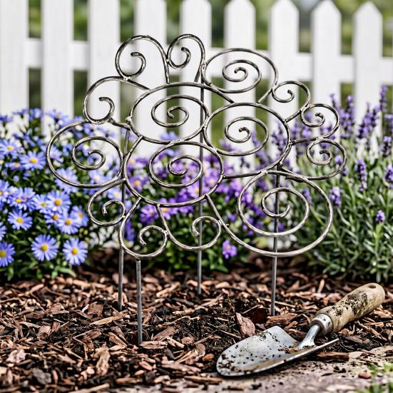 Metal Plant Support Ring Garden Peony Cage Stand Decorative Grow Through Plant Ring