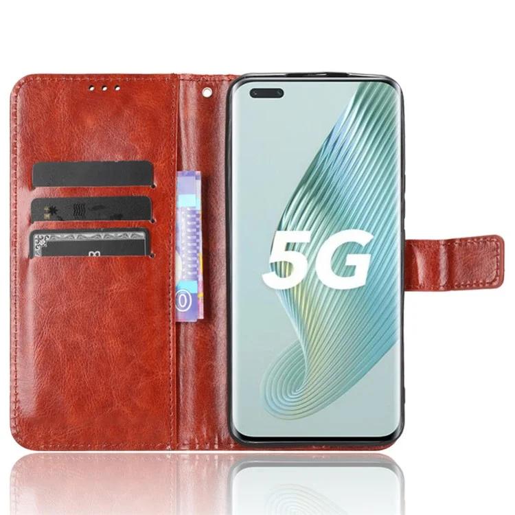 Для Honor Magic5 Pro 5G Crazy Horse текстура чехол-кошелек из искусственной кожи с подставкой противоударный чехол для телефона