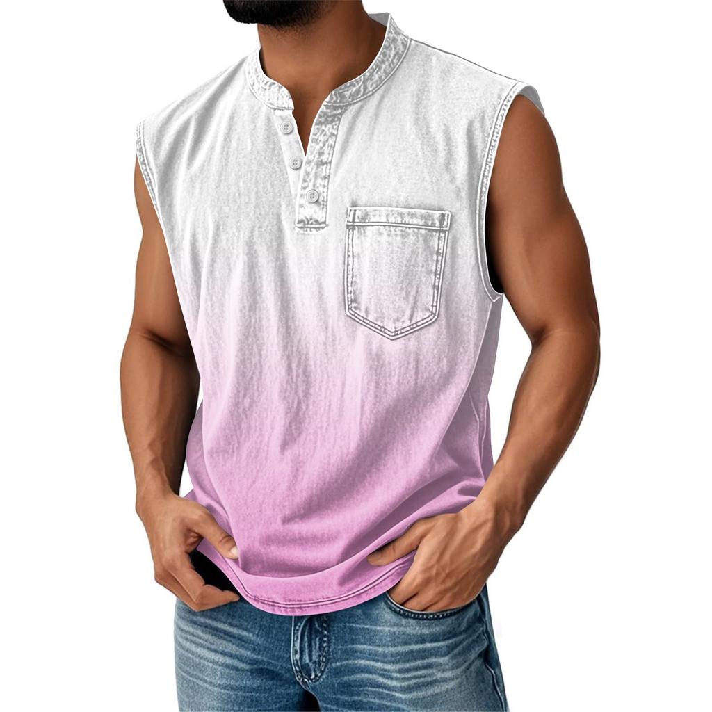 Мужская состаренная рубашка без рукавов с градиентным принтом