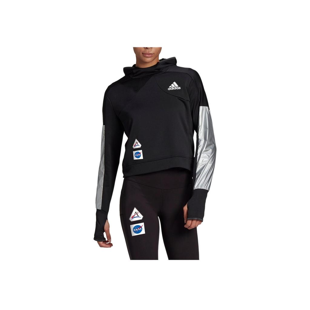 Adidas Космическая толстовка для бега, спортивная одежда, женские топы, черный GK6994