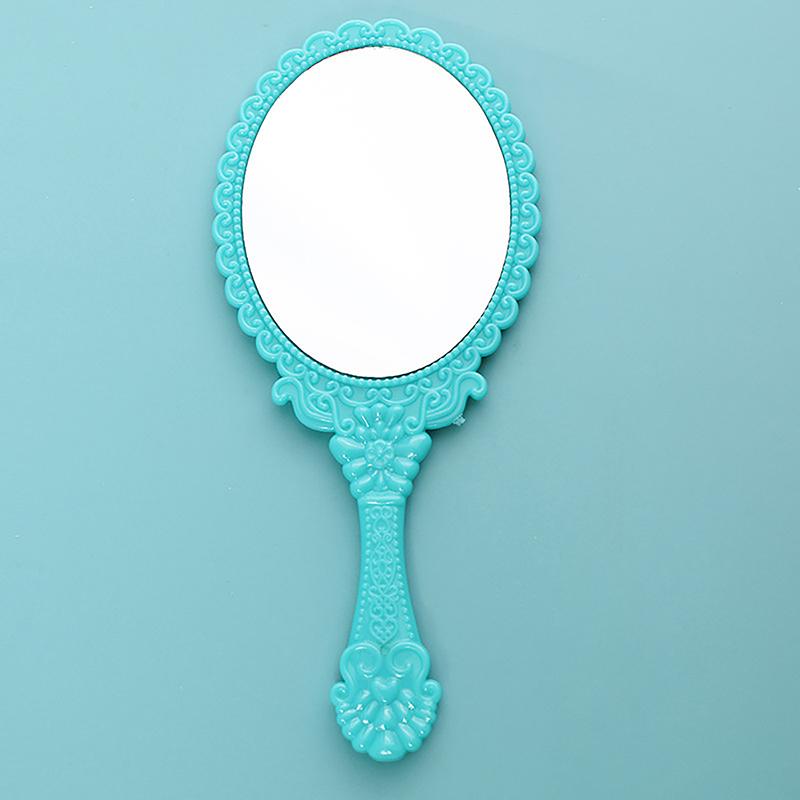1Pc Handle Cosmetic Compact Mirror For Women Vintage Carved Handheld Vanity Mirror Spa Salon Makeup Hand Mirror