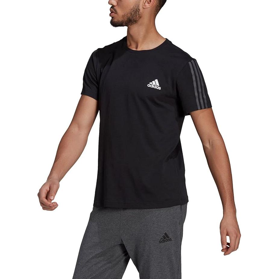 adidas Однотонная футболка свободного кроя с круглым вырезом и коротким рукавом с логотипом бренда, мужские топы черного цвета GK9436