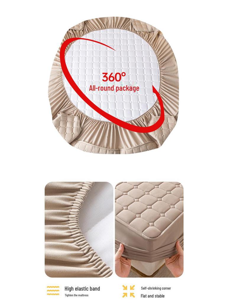 Стеганый чехол для односпальной кровати премиум-класса - однотонный, пыленепроницаемый и универсальный защитный чехол для матраса