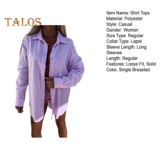 Женская рубашка с лацканами, однобортная рубашка с длинным рукавом, однотонная свободная блузка, повседневные осенние топы