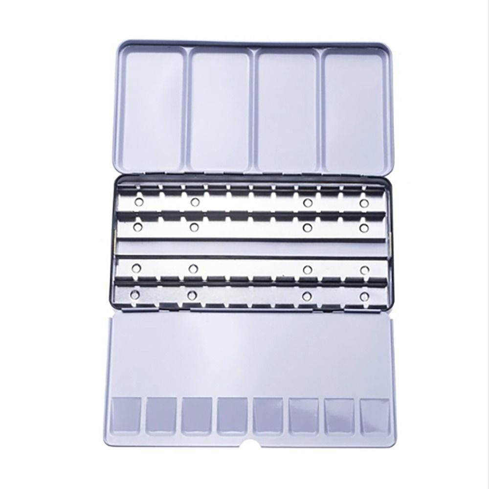 Flip Cover Drawing Supplies Empty Paint Palette Watercolor Storage Case Grids Slots Pigment Box