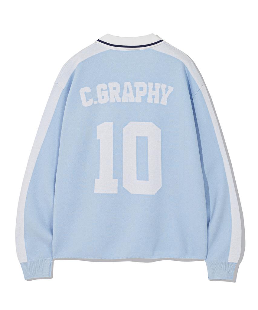 CGP C.Graphy Soccer V-Neck Collar Knit_Sky Blue