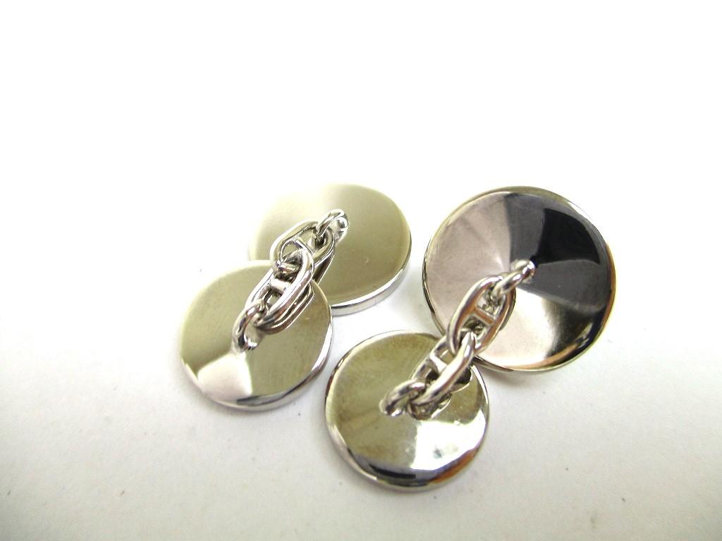 Подлинные запонки HERMES светло-голубой эмали с палладиевой отделкой #a373, восстановленные