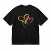 Women's Trend All-Season Classic T-Shirt Interlinked Hearts Abstract Pattern Tee