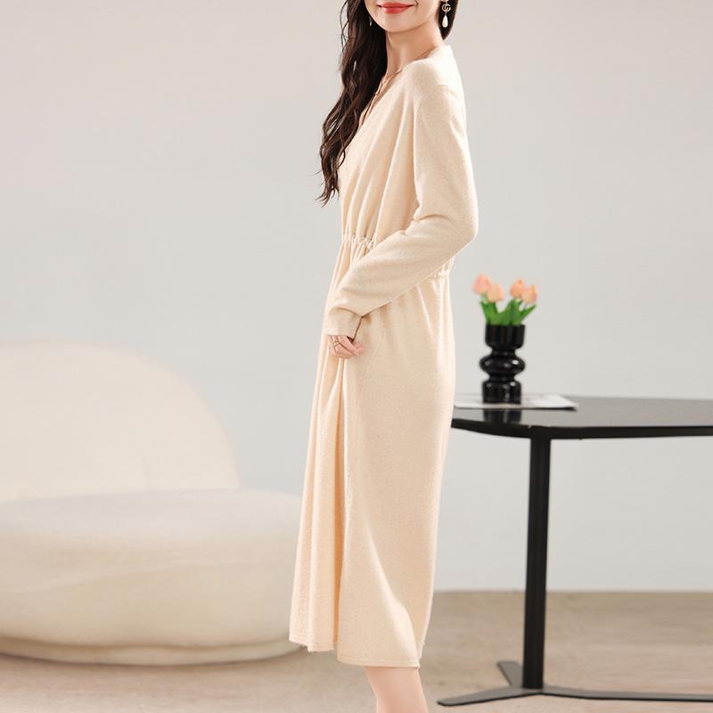 Women's Cashmere Dress Qinghe Cashmere 30% Cashmere 70% Wool Autumn and Winter Cashmere Skirt Soft and Warm