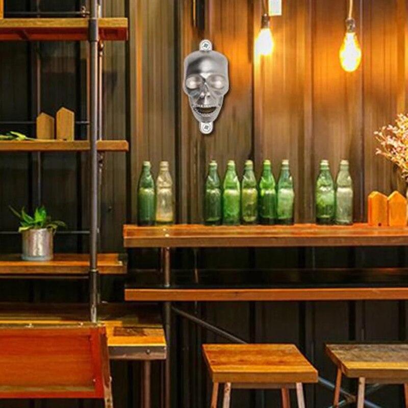 1 шт. Настенная открывалка для бутылок Металлическая в форме черепа Открывалка для пива Настенная открывалка для бутылок Кухонные инструменты Модный домашний бар Настенный декоративный